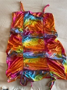 Vibrant Tie-Dye Ruched Dress